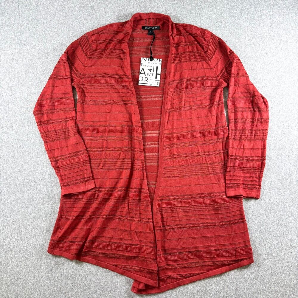 41 Hawthorn Burnt Orange Textured Open Front Cardigan Women’s M NWT Small Flaw
